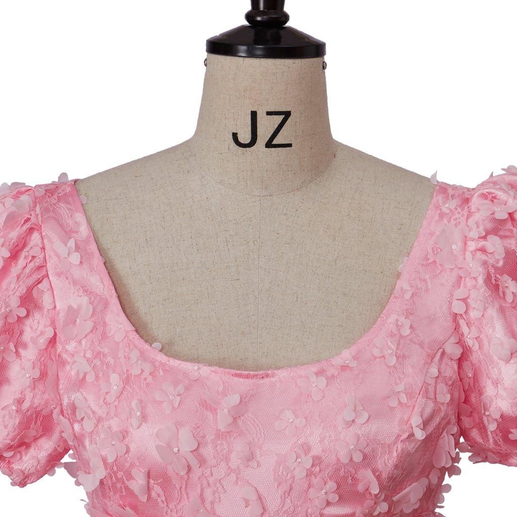 Vestido Império em Seda Padronizada Rosa e Dourado - Cosplay Bridgerton, Eventos, Halloween - Estrela Cosplay