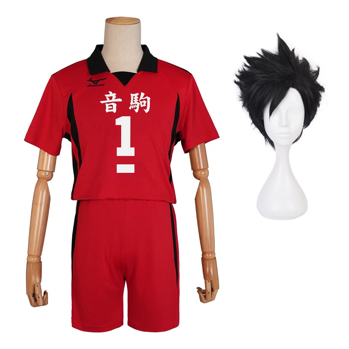 Fantasia de Kuroo Tetsuro Cosplay - Camisa de Vôlei Nekoma e Peruca NO.1 Uniforme de Vôlei do Colégio Nekoma Top Short Rede Rosa - Estrela Cosplay