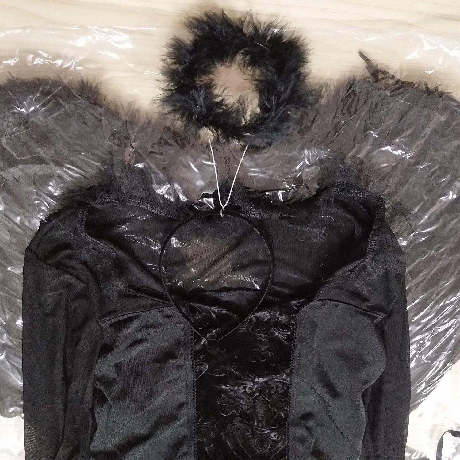 Fantasia Mulher Anjo Negro Zumbi | Cosplay Gótico Noiva Fantasma Halloween - Estrela Cosplay