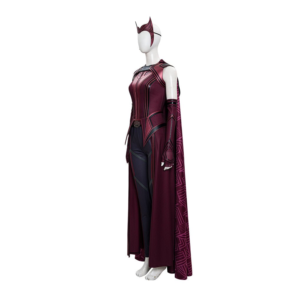 Traje de Cosplay Wanda Maximoff para Mulheres - Traje de Bruxa, Botas, Capa Vermelha Estampada, Fantasia de Halloween - Estrela Cosplay