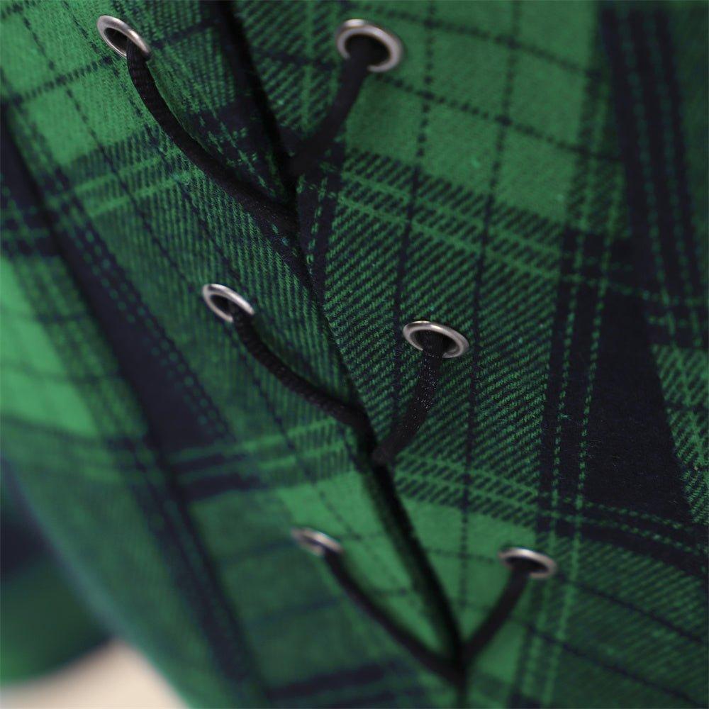 Vestido Rococó Marie Antoinette Século XVIII - Xadrez Verde e Preto com Detalhes de Renda - Estrela Cosplay