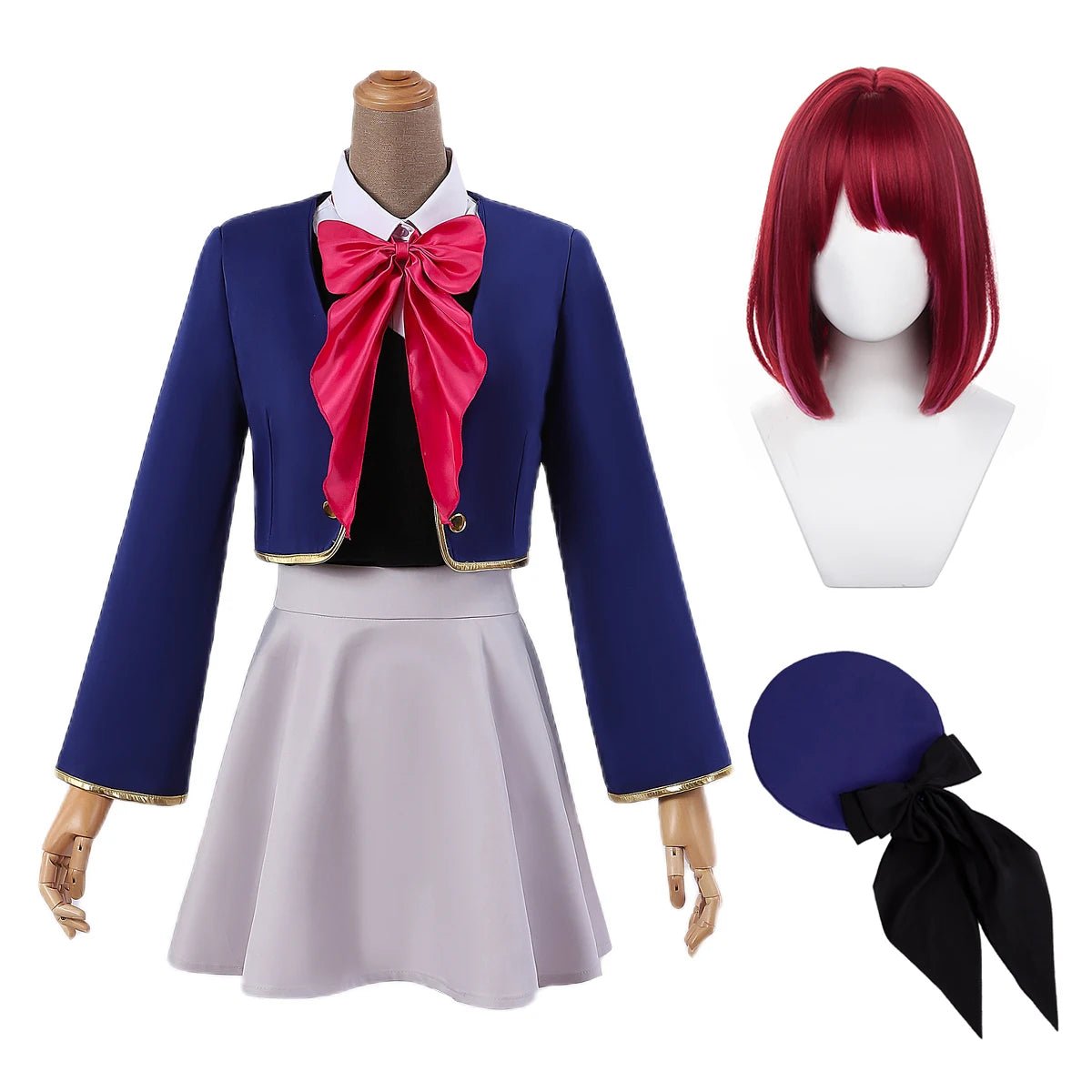 OSHI NO KO Anime Arima Kana Fantasia de Cosplay Peruca Uniforme Escolar Casaco Azul Saia Rosa Presente - Estrela Cosplay