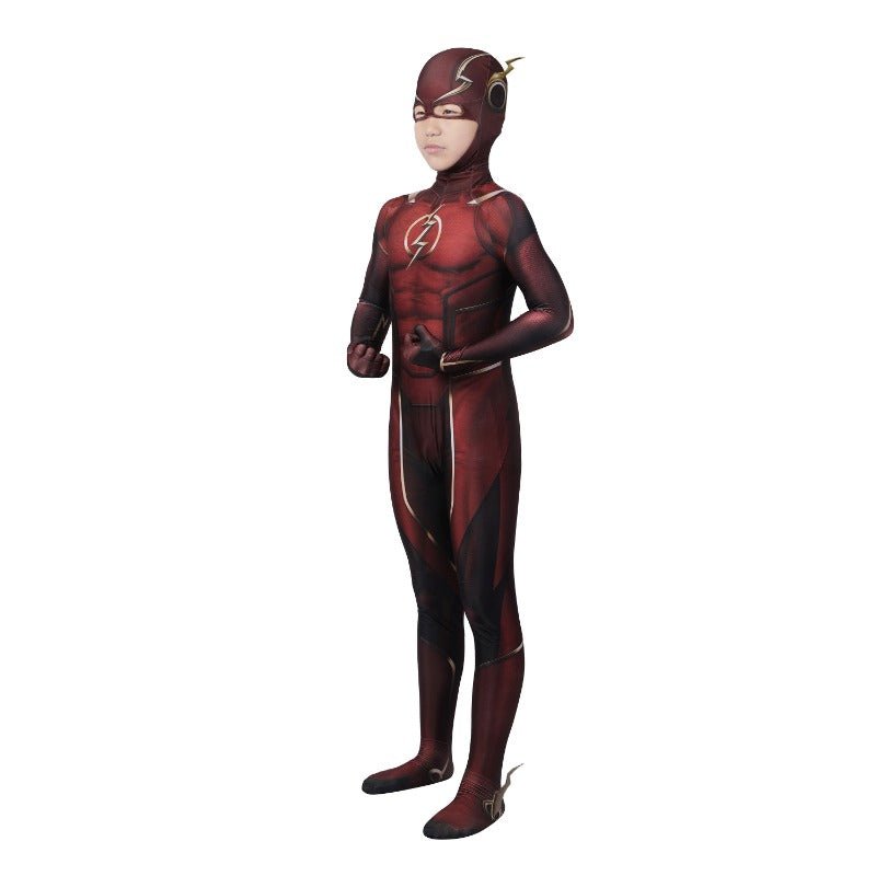 Fantasia de Cosplay do Flash Barry Allen para Crianças - Macacão Impressão 3D e Máscara - Estrela Cosplay