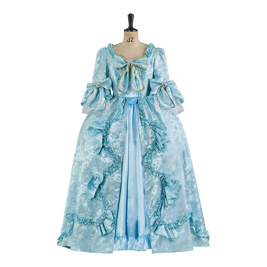 Vestido de Baile Rococó Marie Antoinette Azul Céu | Traje Gótico Vitoriano para Mulheres - Estrela Cosplay