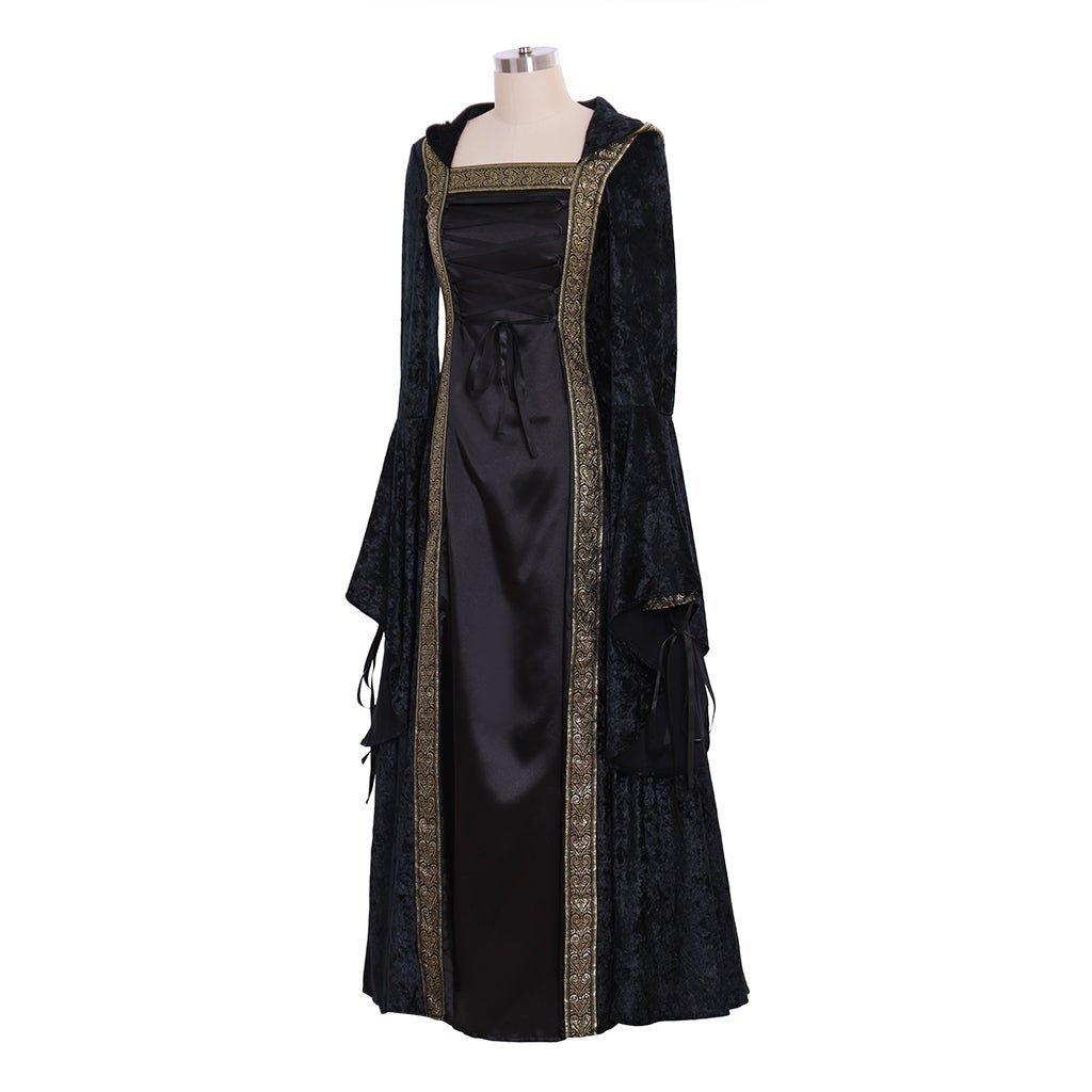 Vestido Medieval Renascença de Veludo Preto para Baile, Cosplay Personalizado para Mulheres - Estrela Cosplay