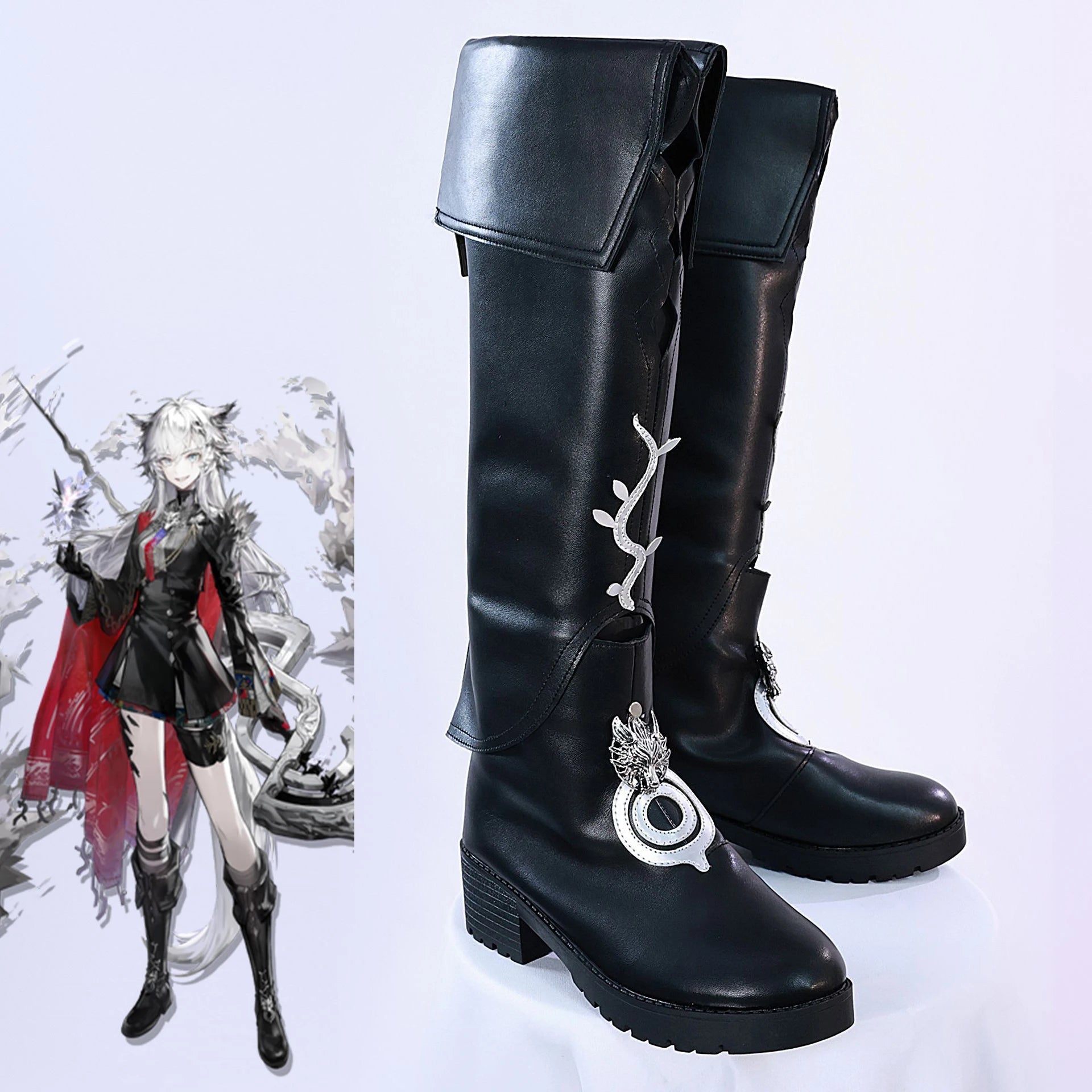 Botas Longas Pretas Cosplay Lappland Arknights para Mulher - Halloween, Carnaval, Festa Fantasia, Acessórios Comic Con - Estrela Cosplay