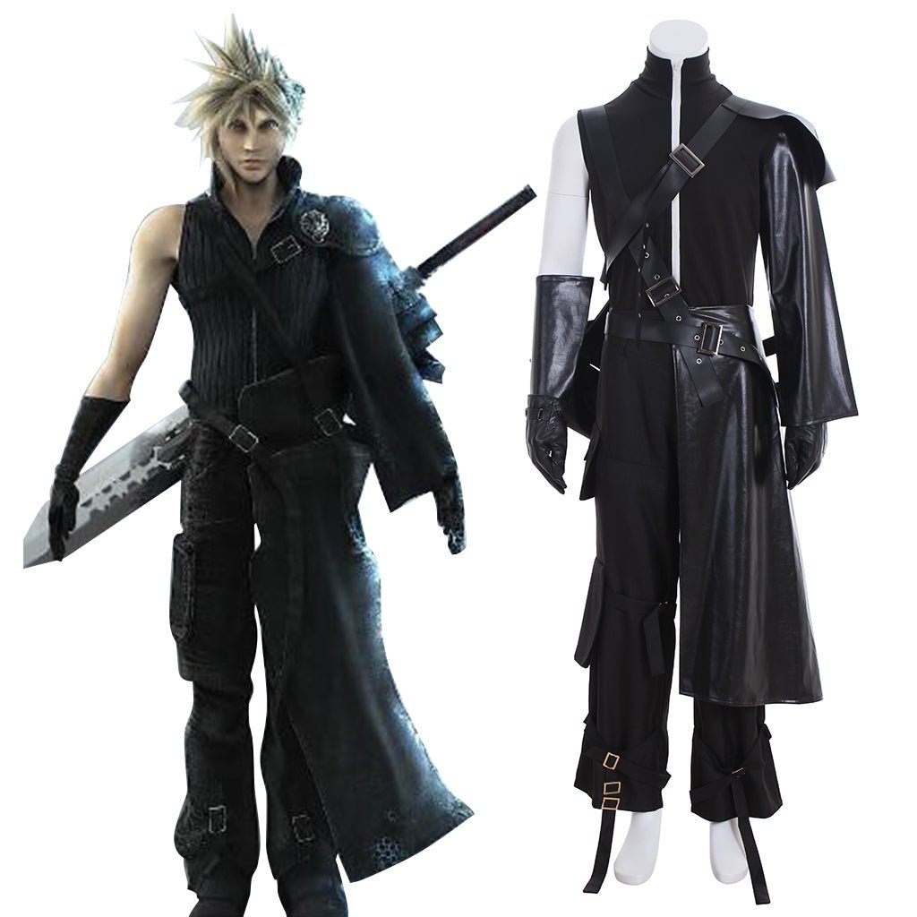 Fantasia Completa de Cloud Strife de Final Fantasy VII com Luvas, Capa e Cinto - Estrela Cosplay
