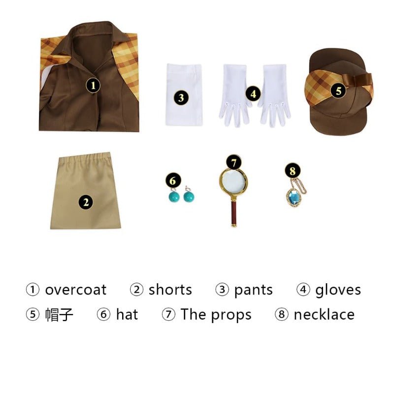 Fantasia de Cosplay Princesa Peach Detective Peach - Casaco, Shorts, Chapéu e Luvas - Estrela Cosplay