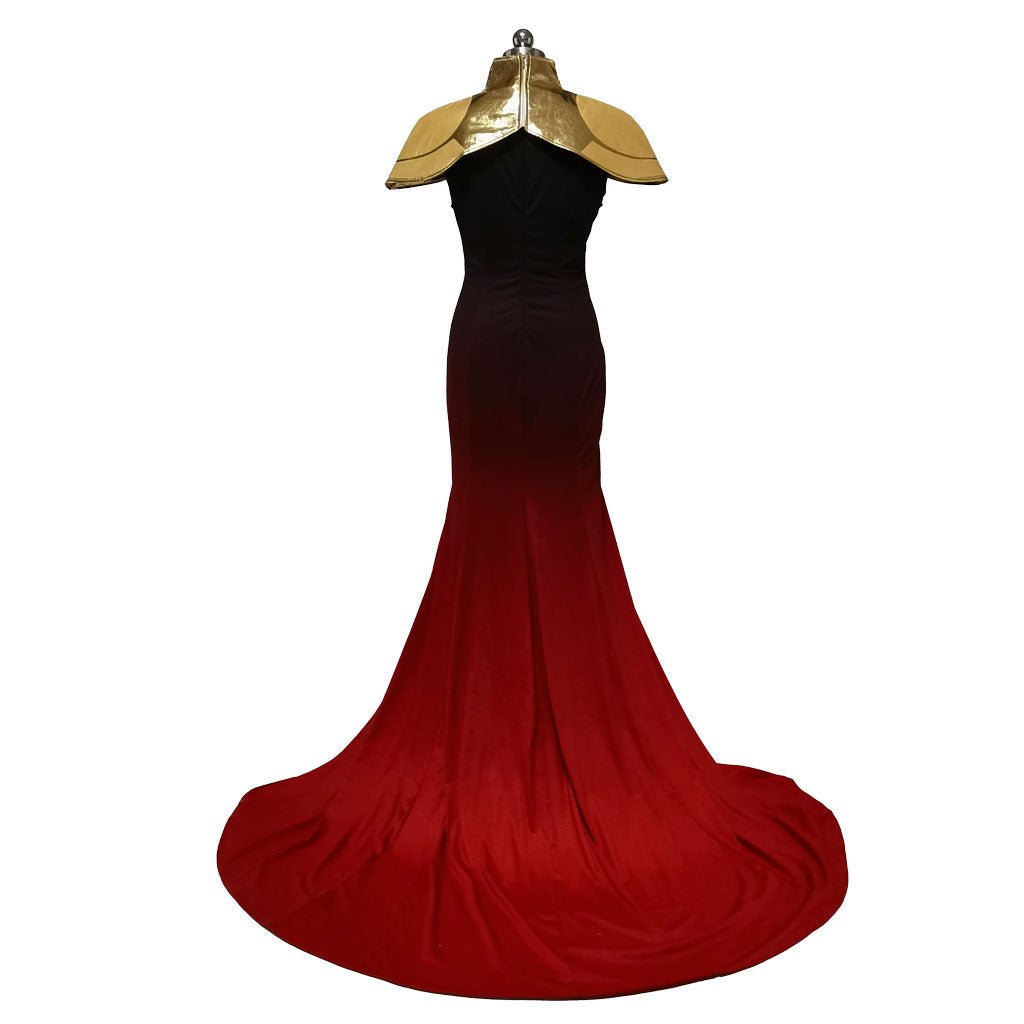 Fantasia de Cosplay Carmilla de Castlevania - Vestido Vermelho Cerimonial com Peruca Branca Longa - Estrela Cosplay