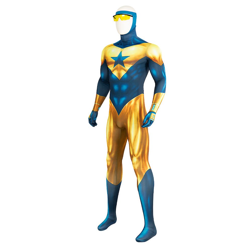 Traje de Booster Gold Michael Jon Carter para Homens – Macacão de Cosplay com Óculos - Estrela Cosplay