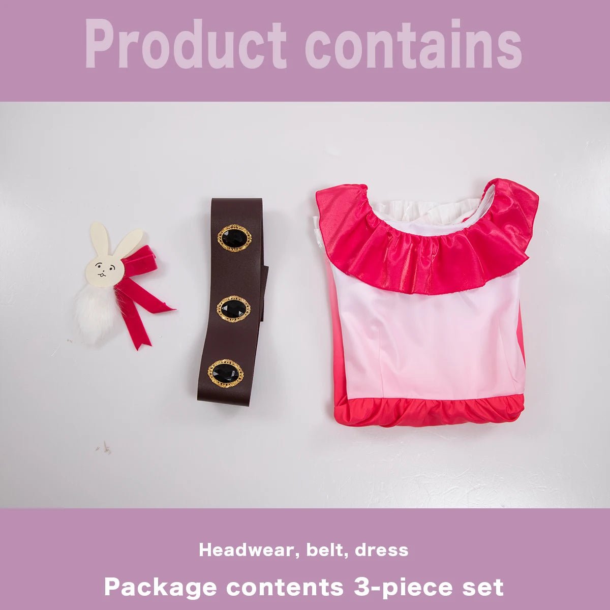 Fantasia de Ai Hoshino de OSHI NO KO - Peruca Rosa Degradê, Vestido, Hairpin de Coelhinho - Estrela Cosplay