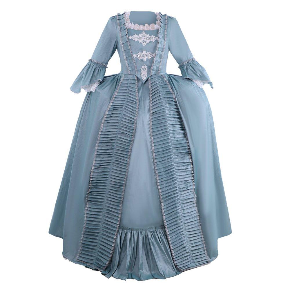 Vestido Rococo Marie Antoinette Século 18 - Elegante vestido azul com renda - Estrela Cosplay