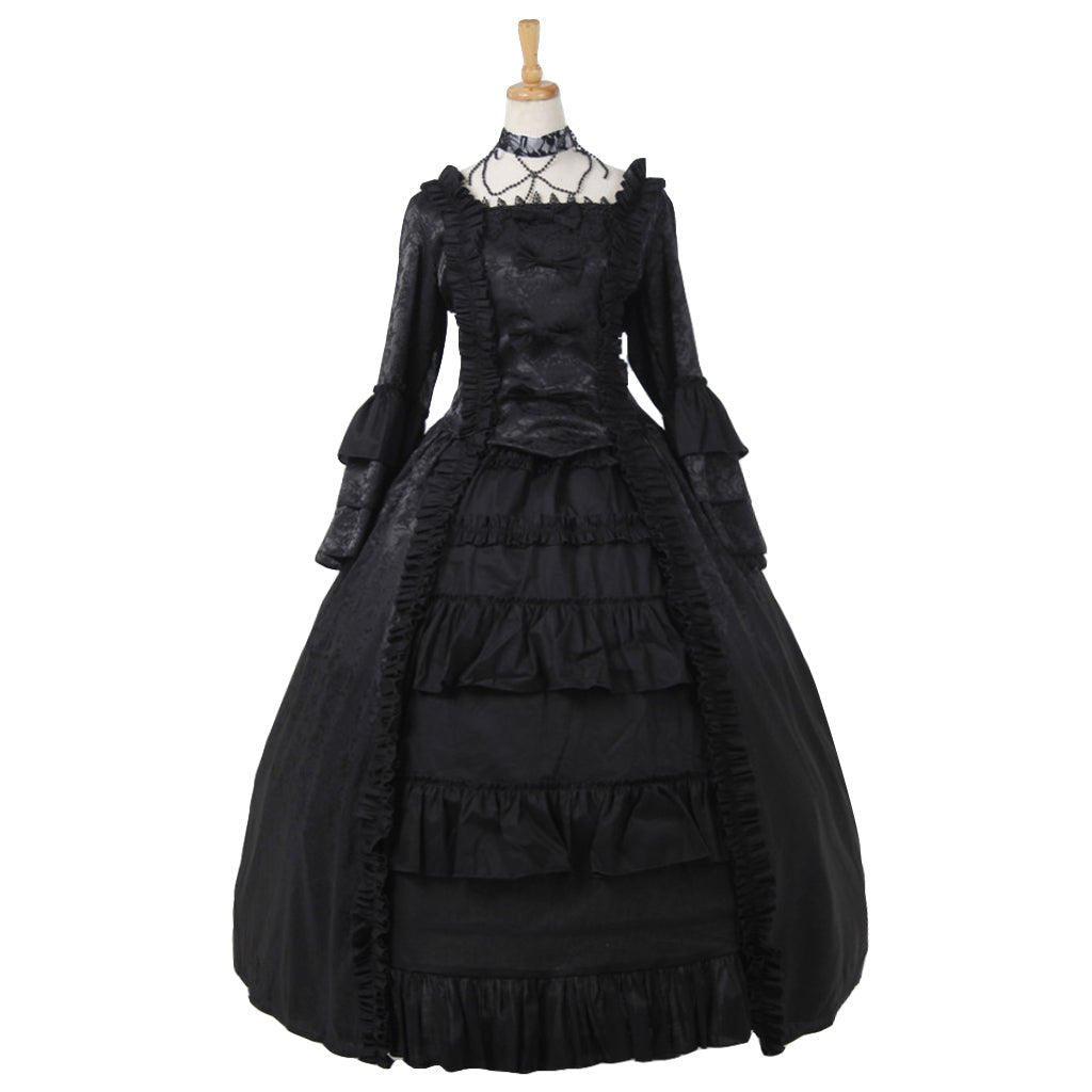 Vestido Lolita Vitoriano de Morango - Vestido Lolita Preto Inspirado no Estilo da Corte Gótica para Cosplay e Eventos - Estrela Cosplay