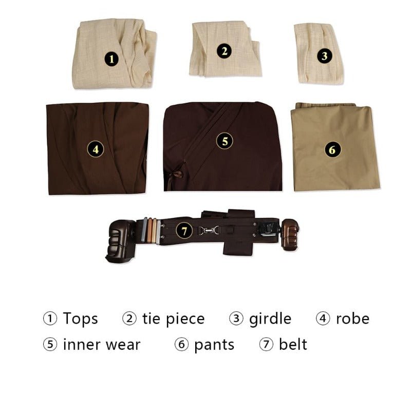 Traje de Cosplay de Obi-Wan Kenobi - Roupa de Jedi Conjunto Completo para Halloween e Festas - Estrela Cosplay