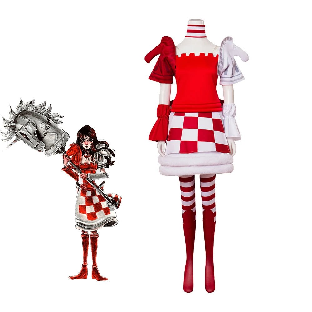 Vestido de Xadrez Alice Madness Returns para Festas de Halloween - Estrela Cosplay