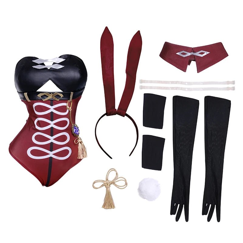 Fantasia Beidou Coelhinha Genshin Impact - Traje Coelhinha Beidou para Mulher - Conjunto Completo de Cosplay - Estrela Cosplay