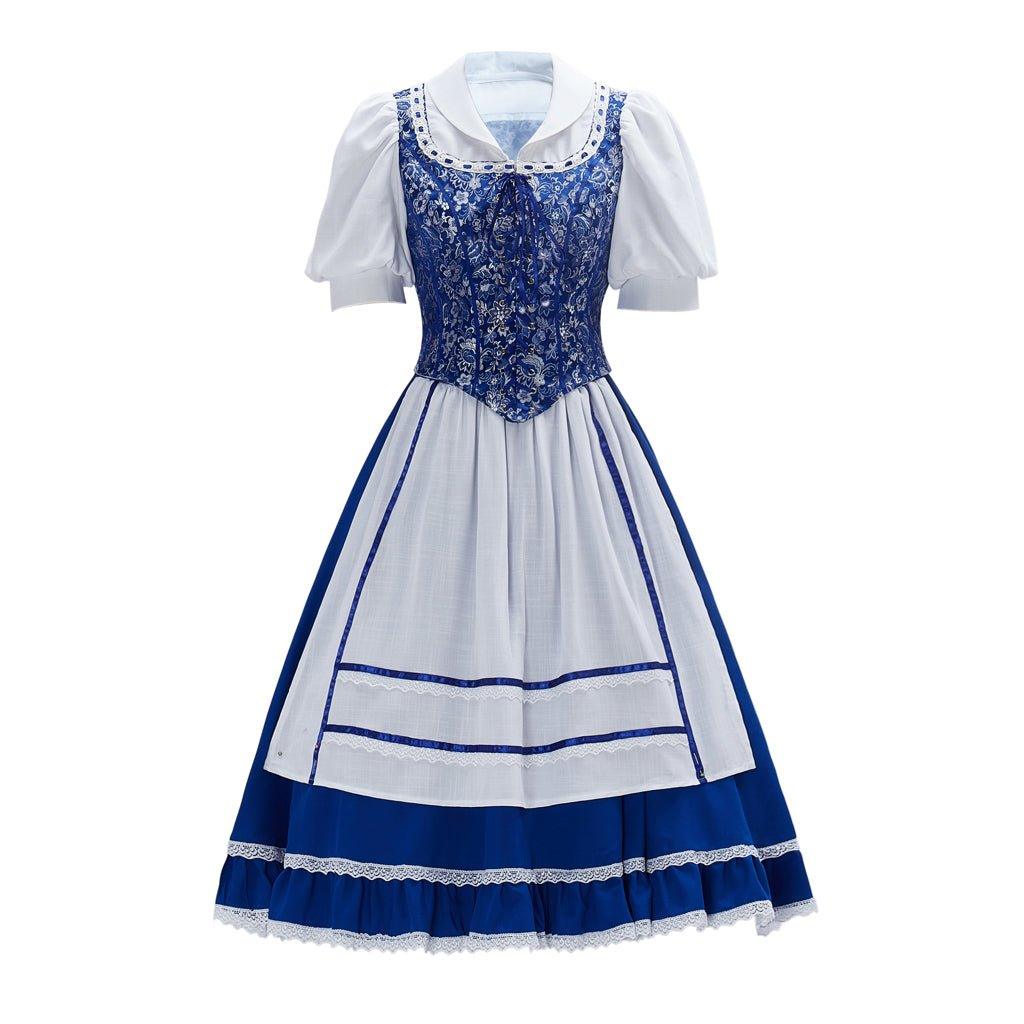 Vestido de Cosplay da Princesa Belle - Vestido de Empregada Azul para Mulheres - Estrela Cosplay
