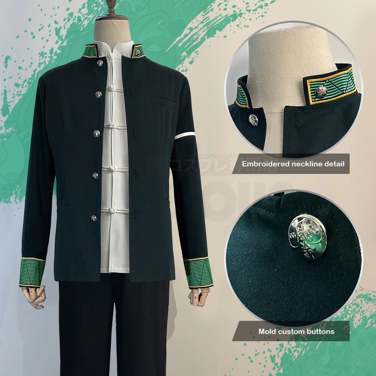 Traje de Cosplay Hayato Suo Wind Breaker Anime - Jaqueta Verde, Calça Preta, Camisa Kung Fu Branca - Estrela Cosplay