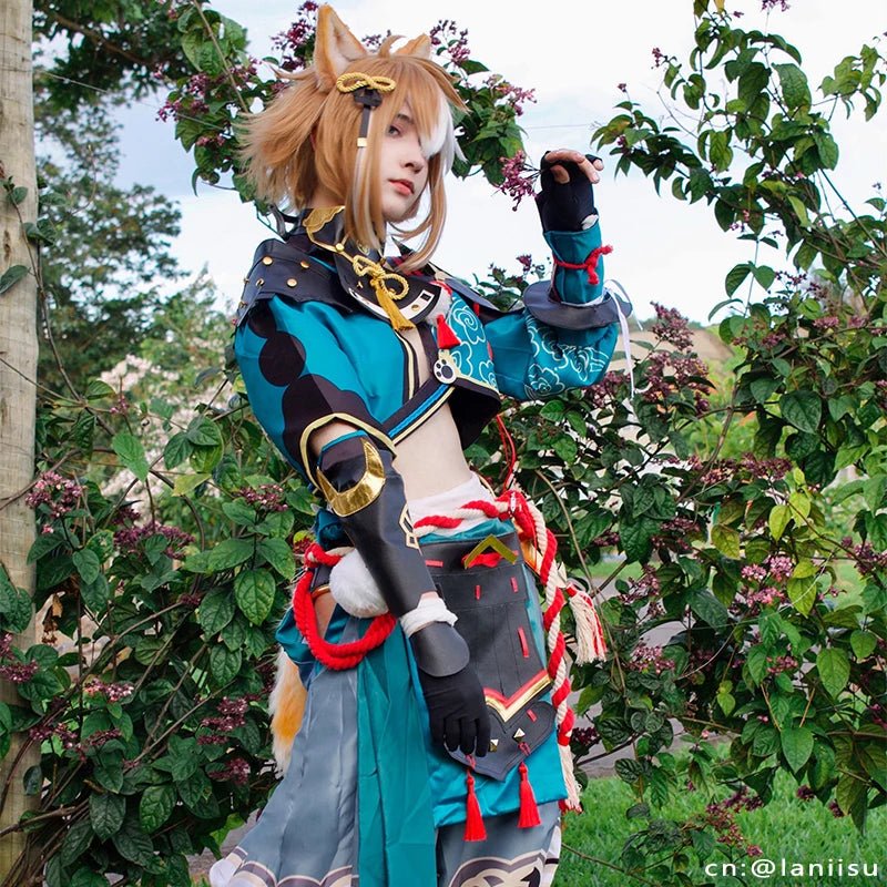 Fantasia Cosplay Gorou de Genshin Impact - Uniforme de Combate para Homens e Mulheres - Conjunto Completo - Estrela Cosplay