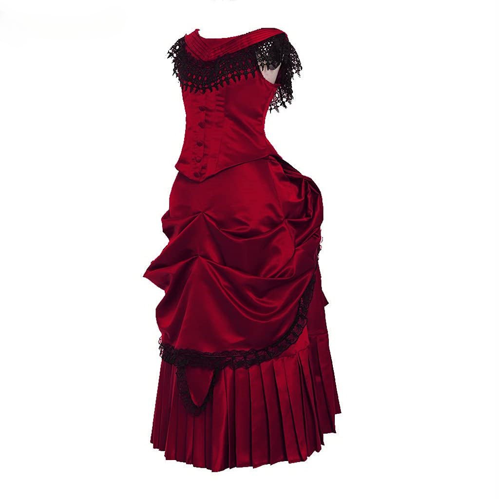 Vestido Vitoriano com Bustle | Vestido Gótico da Rainha Vestido de Baile do Período Georgiano para Mascaradas e Reencenações - Estrela Cosplay