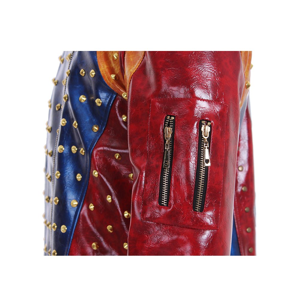 Fantasia Descendants 2 para Homens e Crianças - Jaqueta de Couro Punk com Casaco de Tachas - Estrela Cosplay