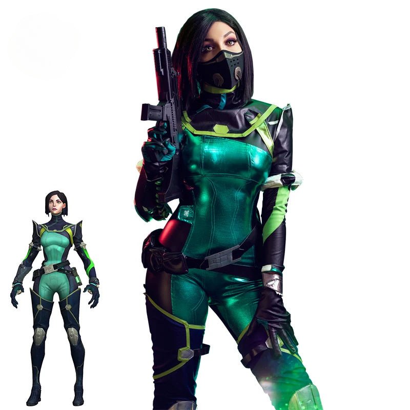 Fantasia Viper Cosplay em Estoque - Jogo Valorant - Uniforme de Combate Verde para Mulheres - Fantasia para Festa de Halloween - Estrela Cosplay