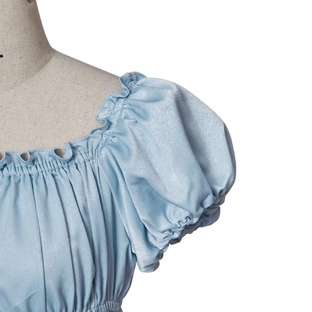 Vestido de Cosplay Bridgerton - Vestido de Império Azul Claro de Seda - Estrela Cosplay