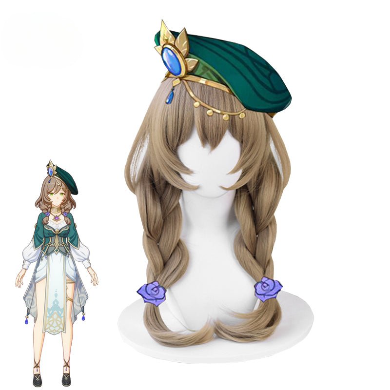 Peruca Cosplay Genshin Impact Lisa Sobriquet Sob Sombra - Cabelo Sintético Resistente ao Calor - Estrela Cosplay