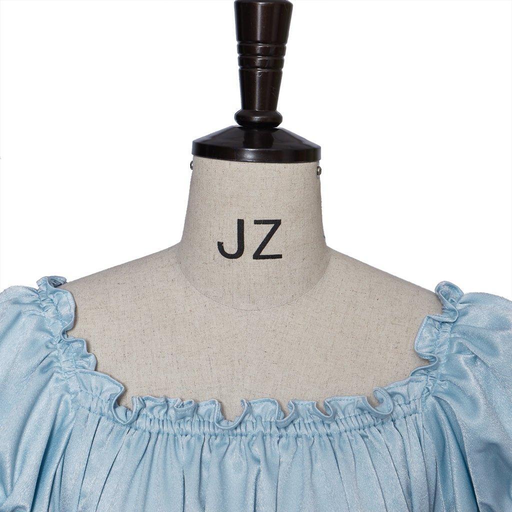 Vestido de Cosplay Bridgerton - Vestido de Império Azul Claro de Seda - Estrela Cosplay