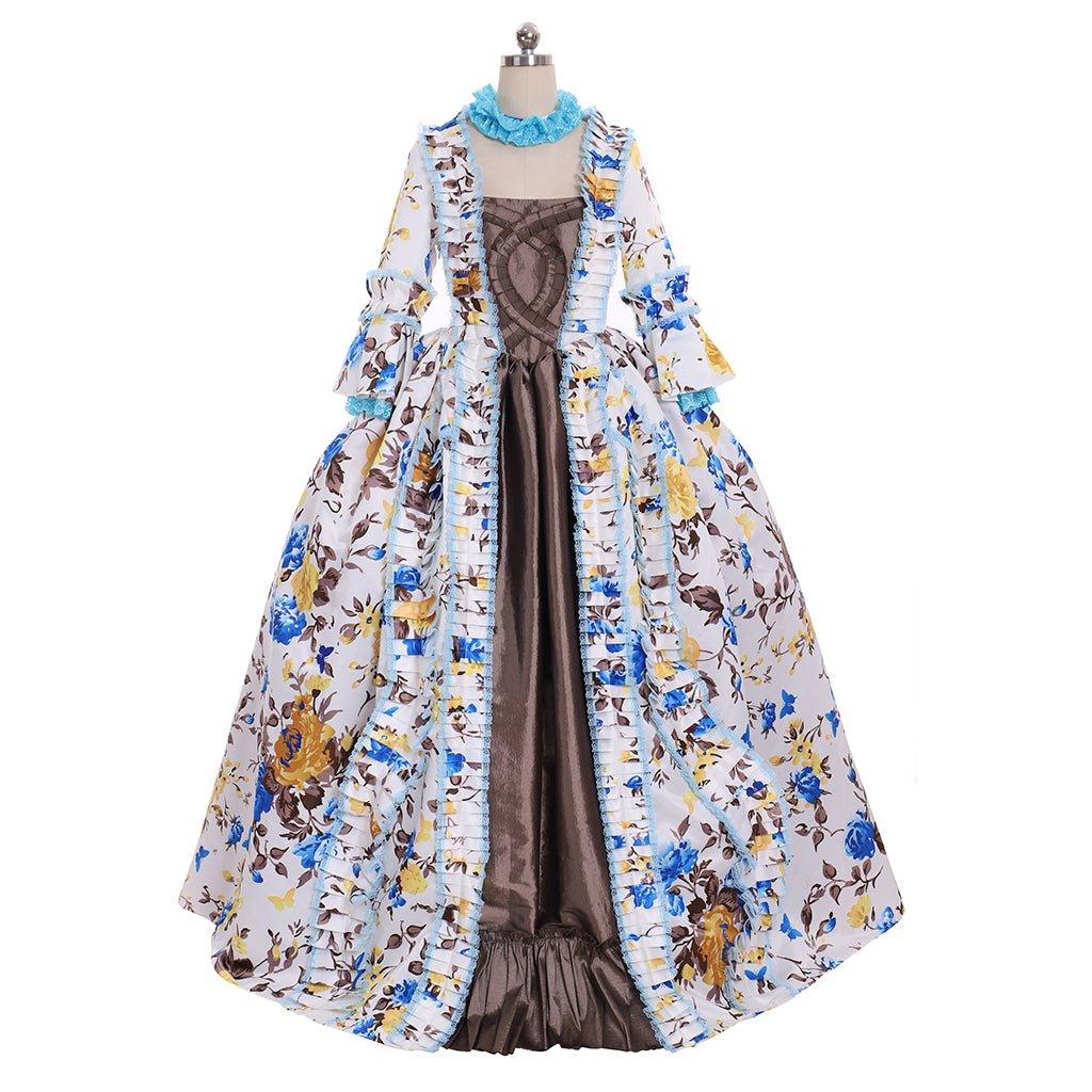 Vestido Floral Medieval | Fantasia Marie Antoinette | Renascença Rococo | Baile Gótico Vitoriano para Cosplay, Halloween e Festas - Estrela Cosplay
