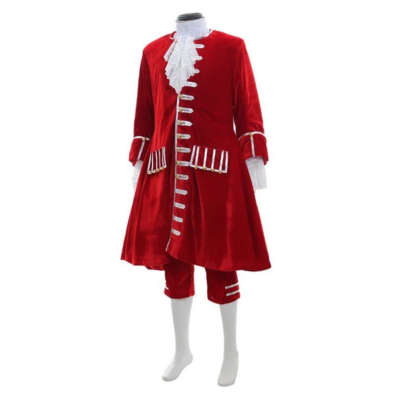 Traje Aristocrata do Século 18 para Homens - Veludo Vermelho Vintage | Série Medieval Estrela do Cosplay - Estrela Cosplay