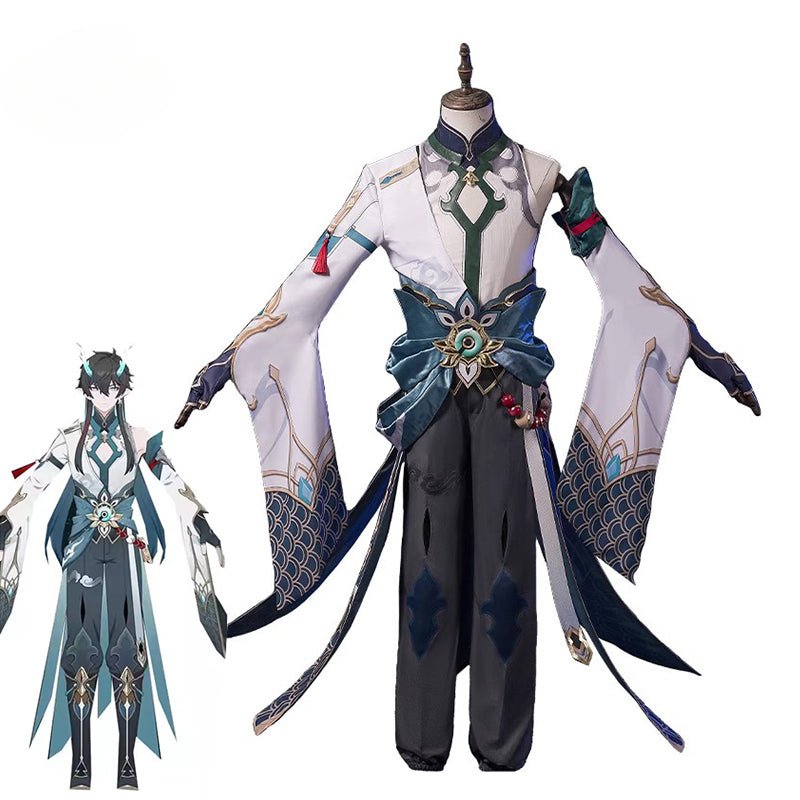 Fantasia de Cosplay Honkai Star Rail Jovem Dragão Frio DanHeng com Chifre de Dragão - Traje Antigo Masculino - Estrela Cosplay