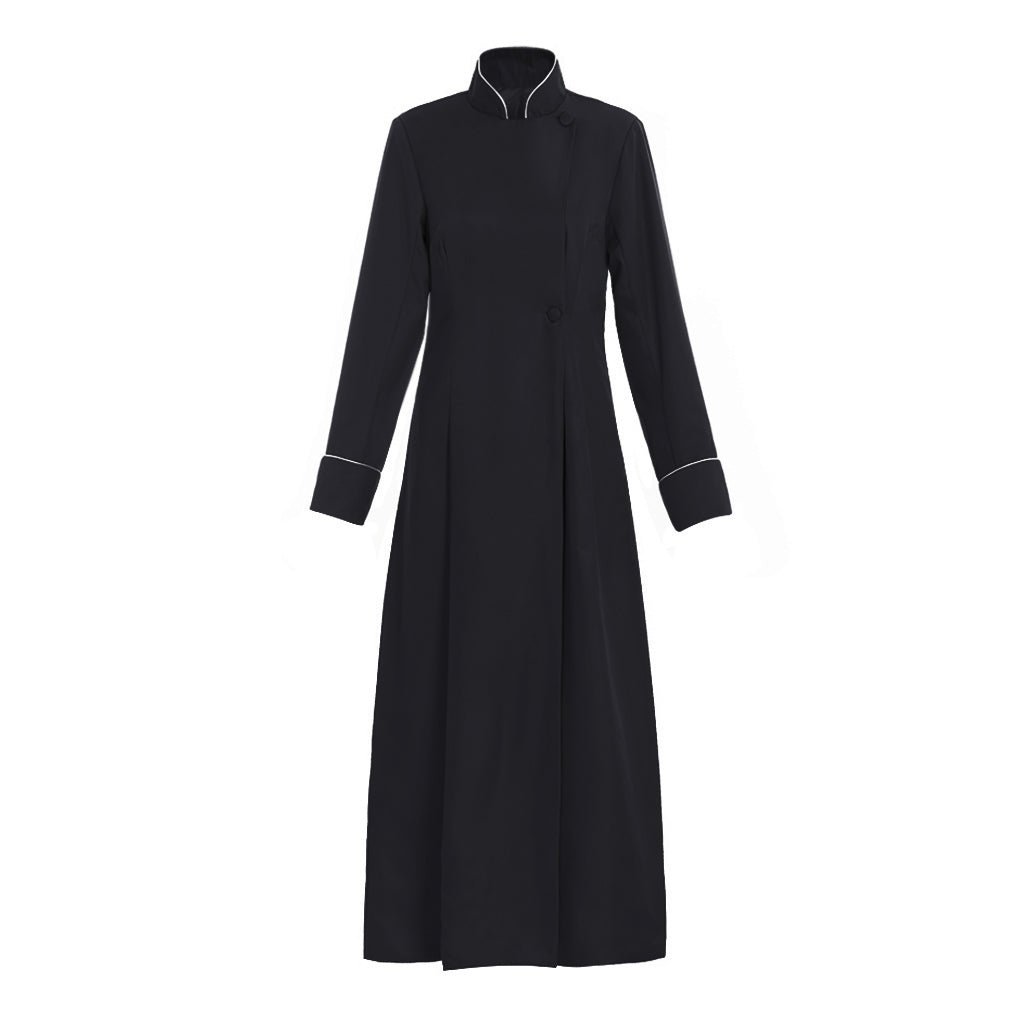 Fantasia Medieval Sacerdote Cristão Vintage Masculina - Roupa Preta Gola Alta Mangas Compridas para Halloween e Carnaval - Estrela Cosplay