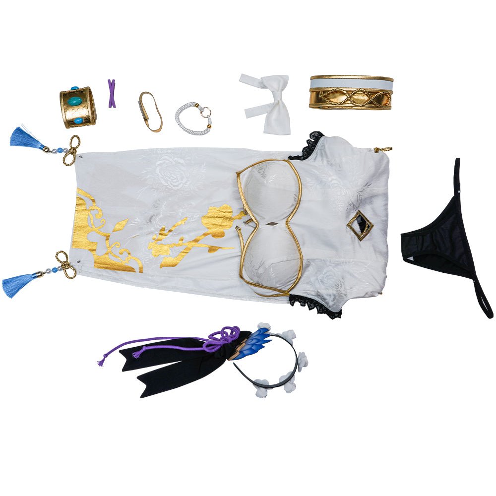 Fantasia Cosplay Re:Zero Emilia para Mulheres – Vestido de Anime com Chapéu para Halloween e Festas - Estrela Cosplay