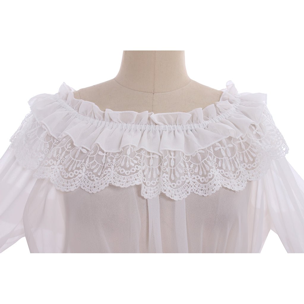 Blusa Lolita Sem Alças em Chiffon com Mangas Trompete para Mulheres e Meninas - Estrela Cosplay
