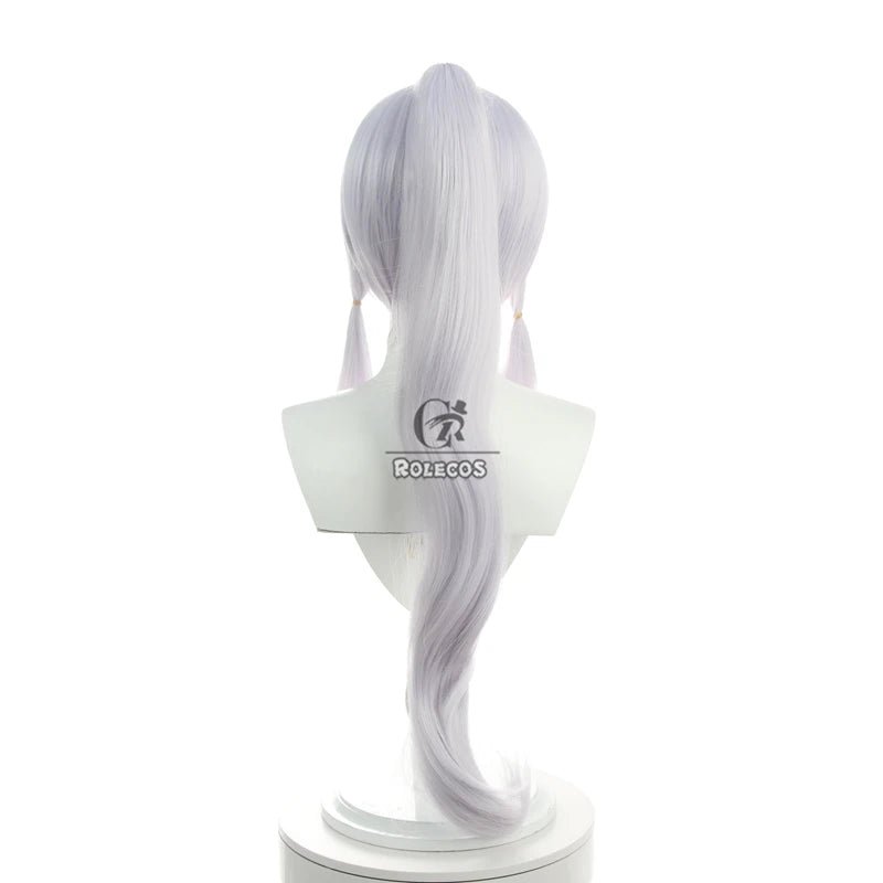Peruca de Cosplay Kamisato Ayaka Genshin Impact Cabelo Longo 70cm com Rabo de Cavalo Cabelo Sintético Resistente ao Calor - Estrela Cosplay
