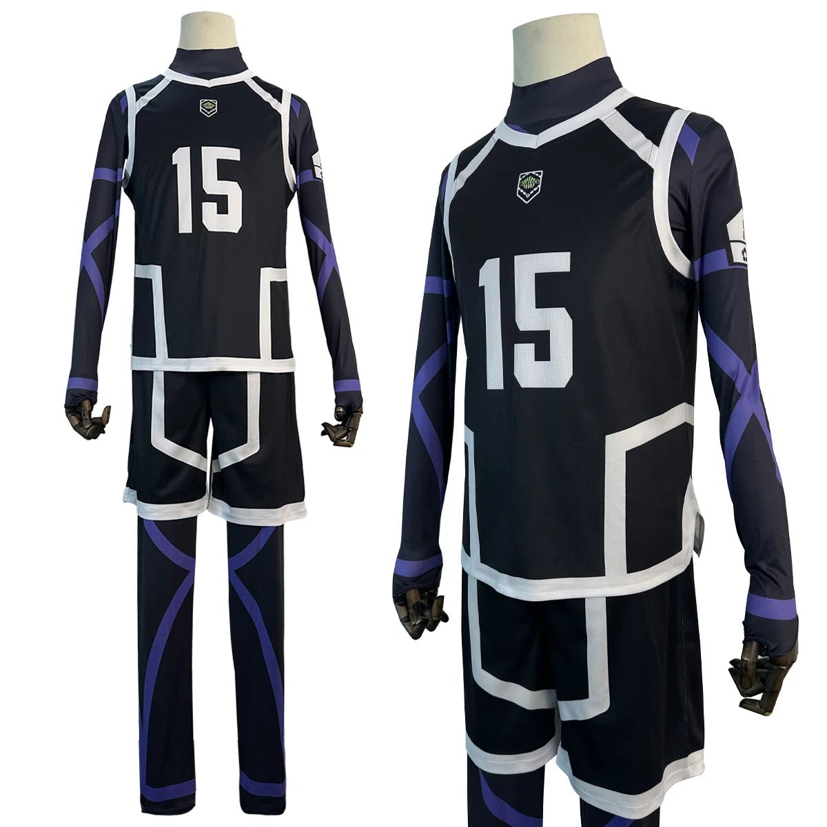 Fantasia de Cosplay de Isagi do Anime Blue Lock Temporada 2 - Camisa de Treino NO.15, 4 Peças, Uniforme de Futebol, Presente para Fãs - Estrela Cosplay