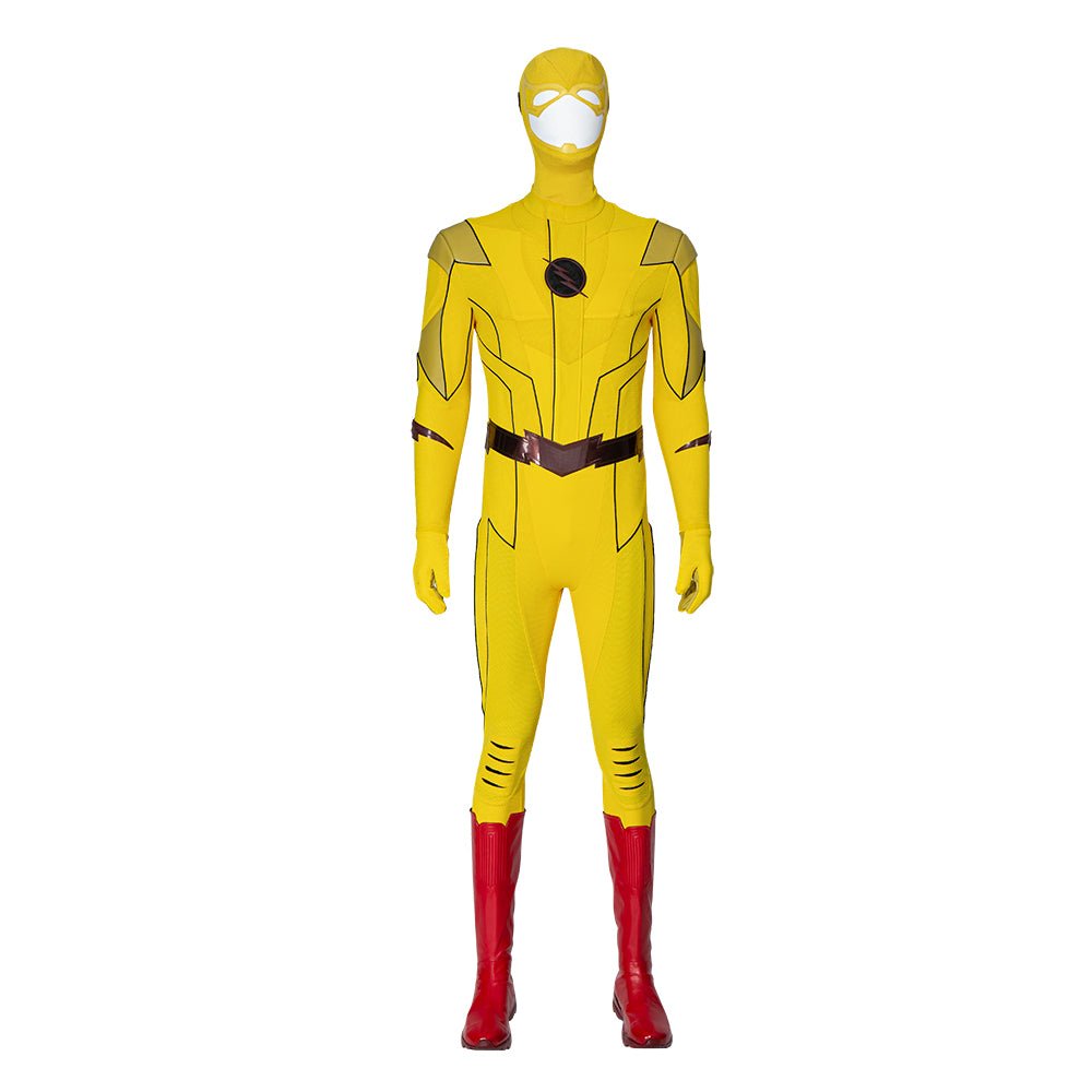 Traje de Cosplay do Flash Reverso Armageddon Barry Allen Amarelo para Homens - Fantasia DC O Flash - Estrela Cosplay