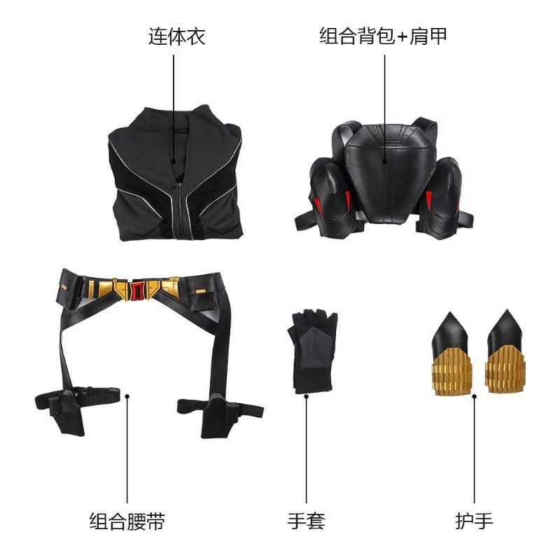 Traje de Cosplay da Viúva Negra Natasha Romanoff Macacão Preto Estampado para Halloween - Estrela Cosplay