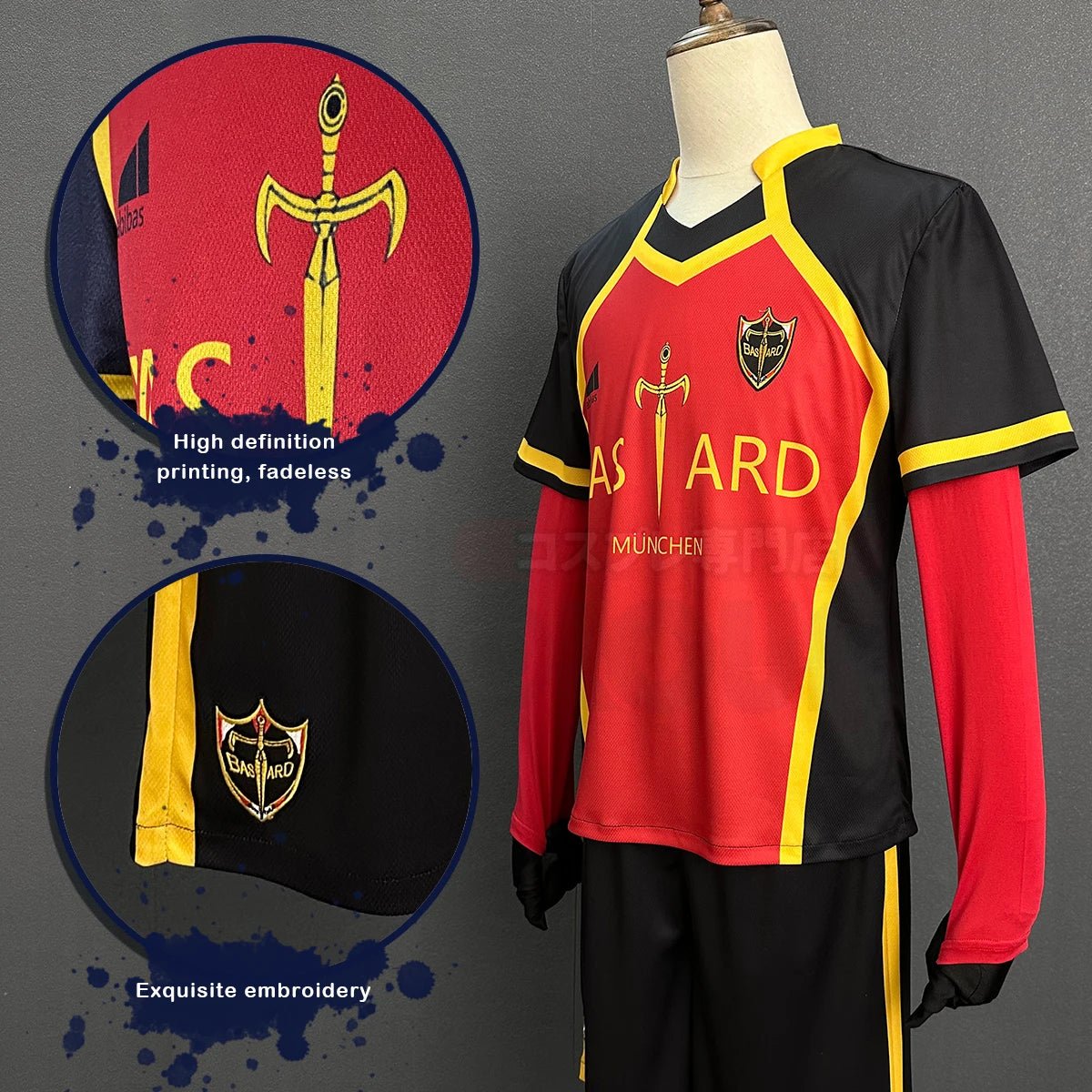 Fantasia Cosplay Kunigami Rensuke Blue Lock - Camisa de Futebol NO.50 + Peruca - Estrela Cosplay
