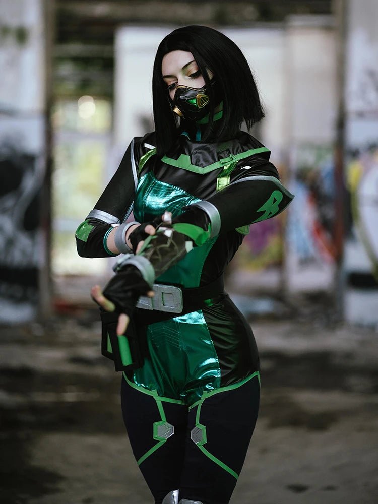 Fantasia Viper Cosplay em Estoque - Jogo Valorant - Uniforme de Combate Verde para Mulheres - Fantasia para Festa de Halloween - Estrela Cosplay