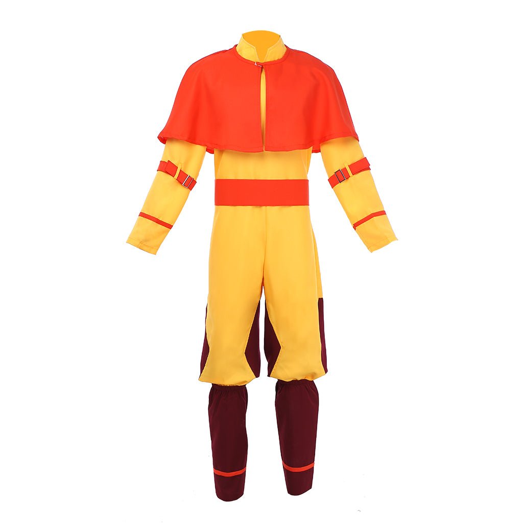 Cosplay Avatar Aang - O Último Dobrador de Ar - Traje Amarelo com Capa Vermelha - Estrela Cosplay