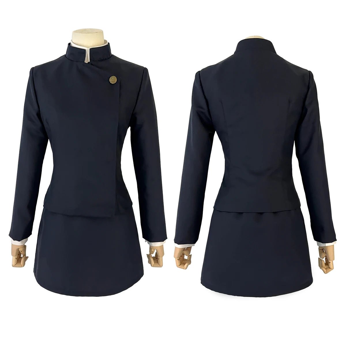 Fantasia de Cosplay Maki Zenin Jujutsu Kaisen Anime Peruca Azul Escuro Casaco Saia Rosa Sintética Halloween - Estrela Cosplay