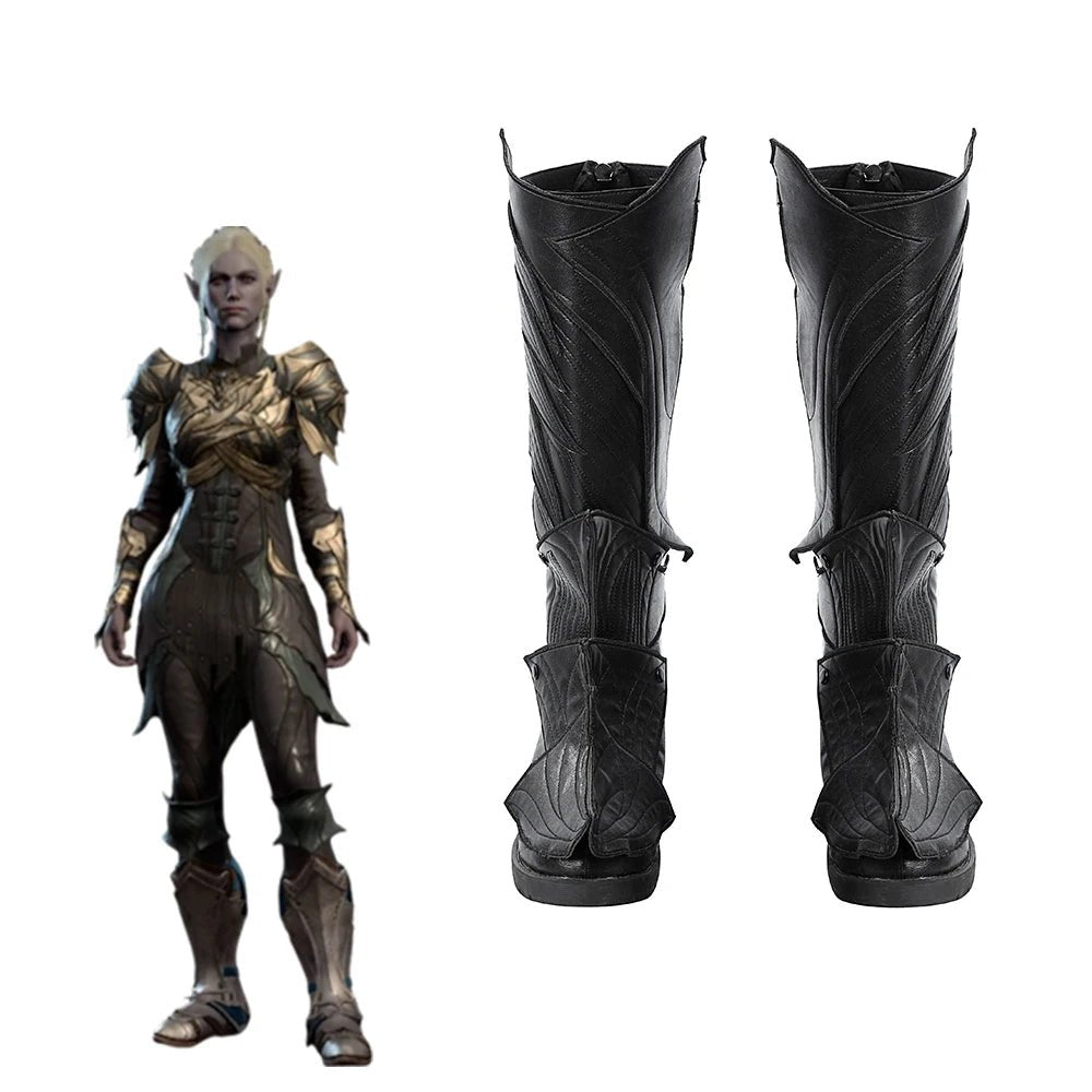 Botas Longas Pretas Cosplay Minthara para Mulheres - Design Único Punk - Acessórios Fantasia Festa Halloween - Estrela Cosplay