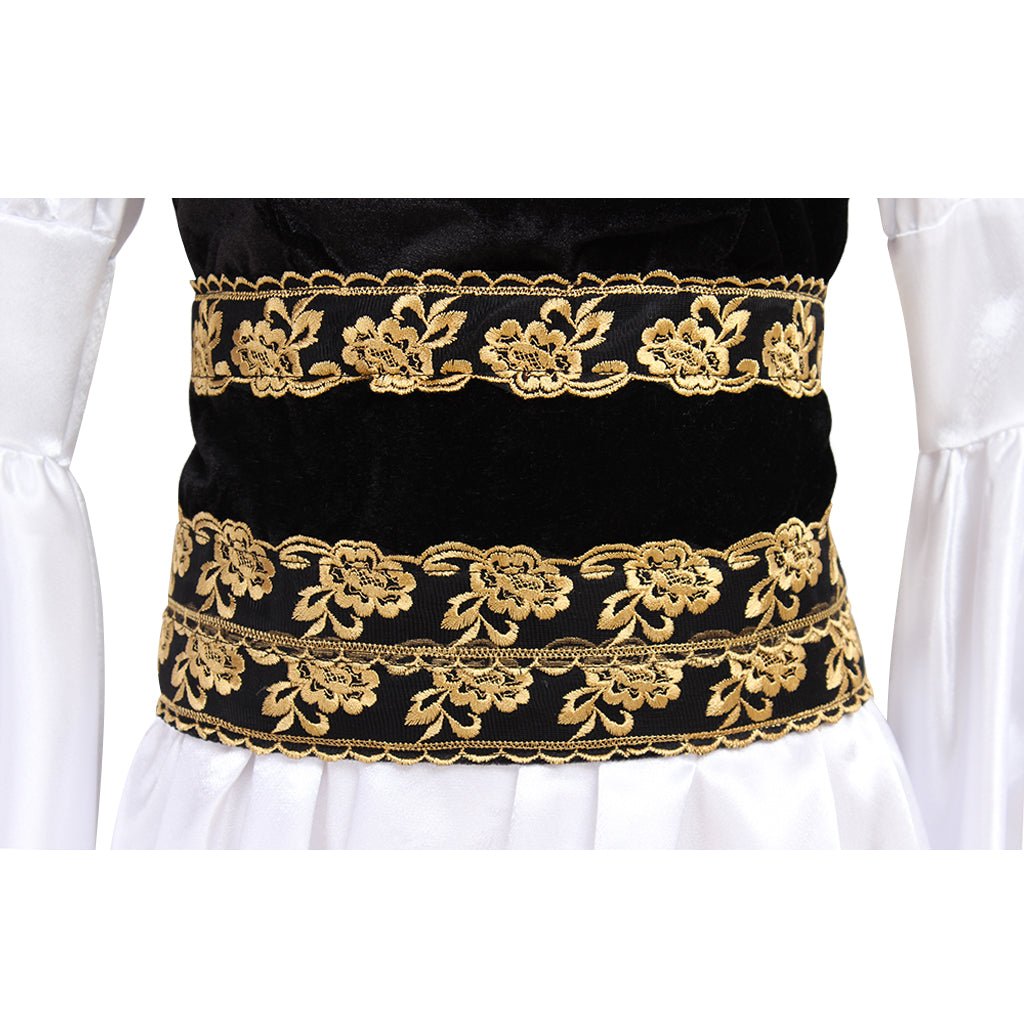 Vestido Medieval Branco com Colete Preto - Fantasia Customizada para Adultos em Halloween e Carnaval - Estrela Cosplay