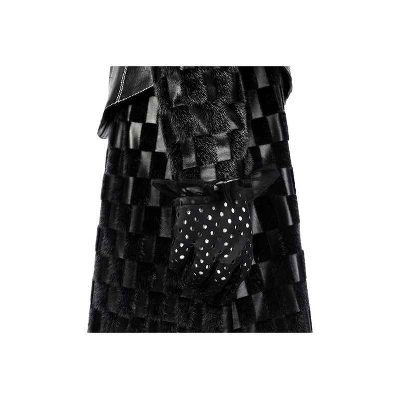 Fantasia Cruella Deville Halloween Mulher Vestido com Jaqueta de Couro Preta e Peruca - Estrela Cosplay