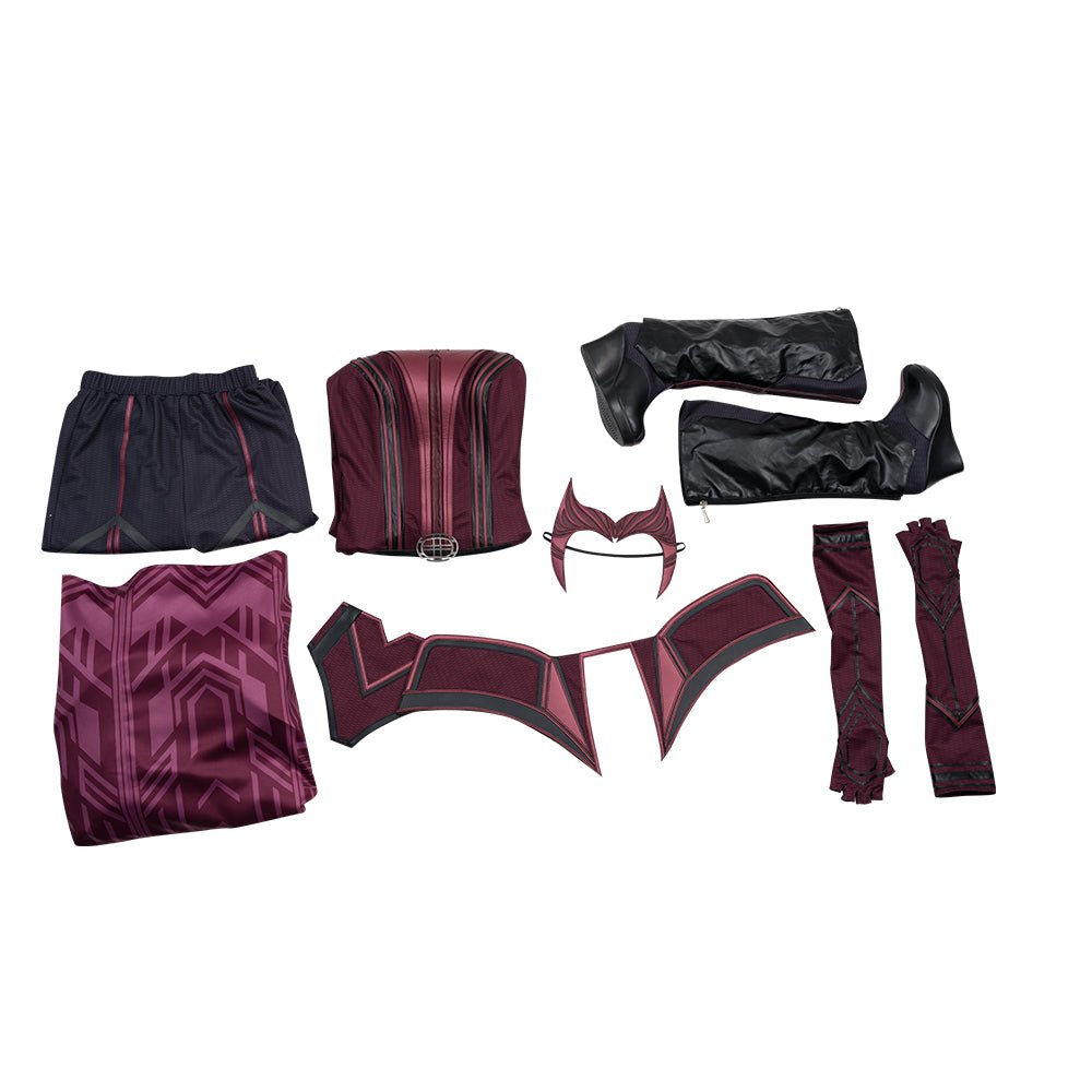 Traje de Cosplay Wanda Maximoff para Mulheres - Traje de Bruxa, Botas, Capa Vermelha Estampada, Fantasia de Halloween - Estrela Cosplay