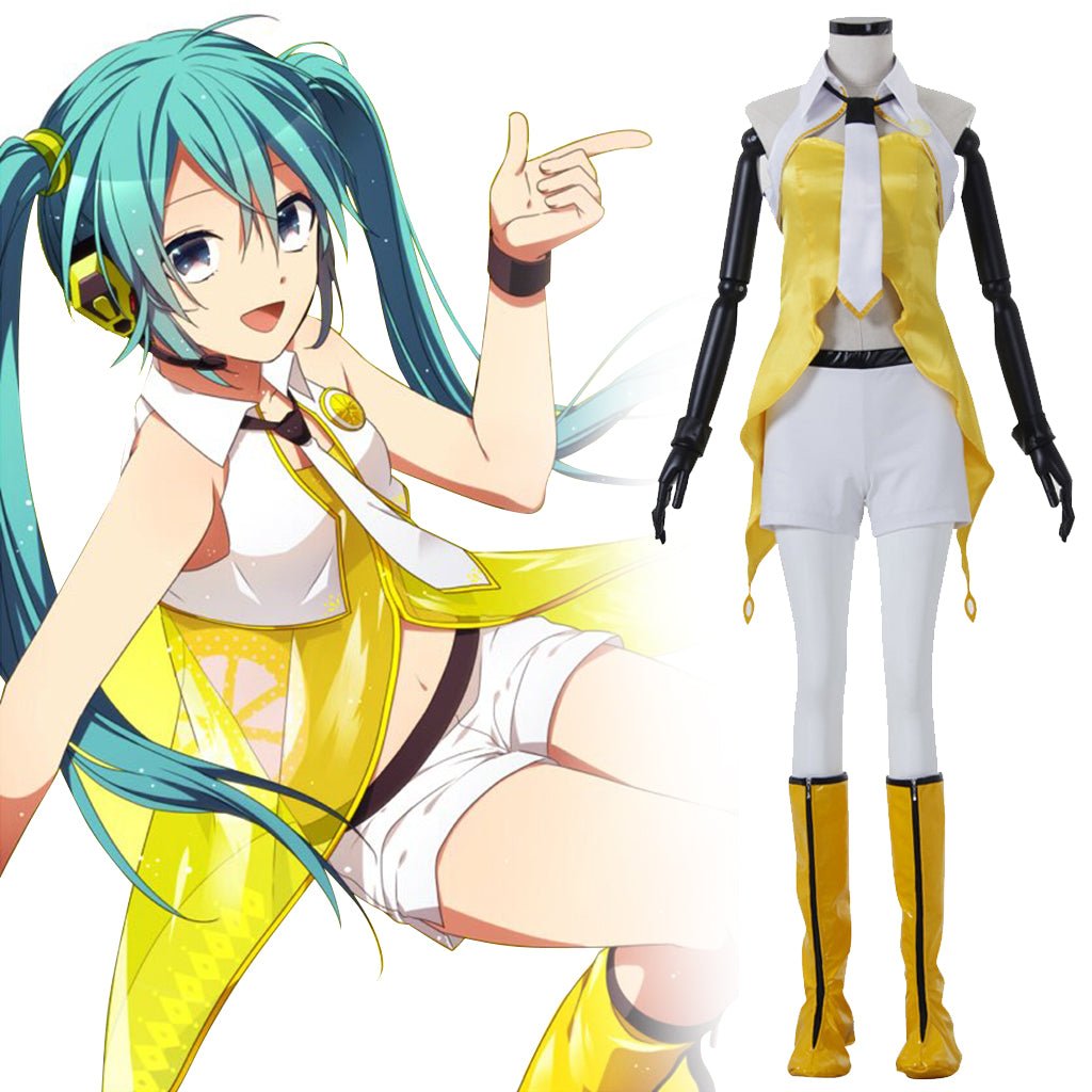 Fantasia Amarela de Hatsune Miku | Traje de Cosplay do Personagem Vocaloid - Estrela Cosplay