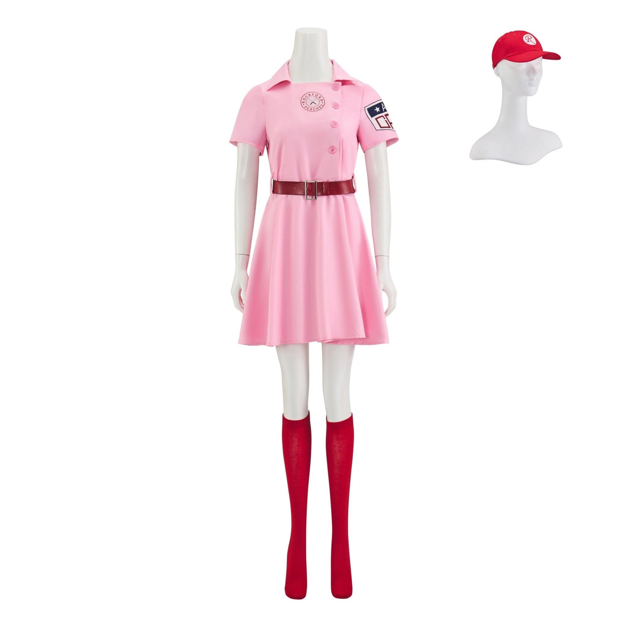 Uniforme de Cosplay Dottie da Liga Feminina de Beisebol | Vestido Rosa para Festas Temáticas e Halloween - Estrela Cosplay