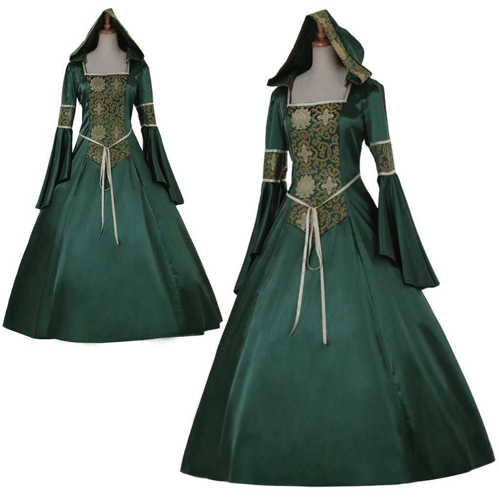 Vestidos de Baile Medievais Nobres para Adultas, Vestidos Vitorianos, Vestidos Góticos para Noite, Vestidos de Vampira Verde - Estrela Cosplay